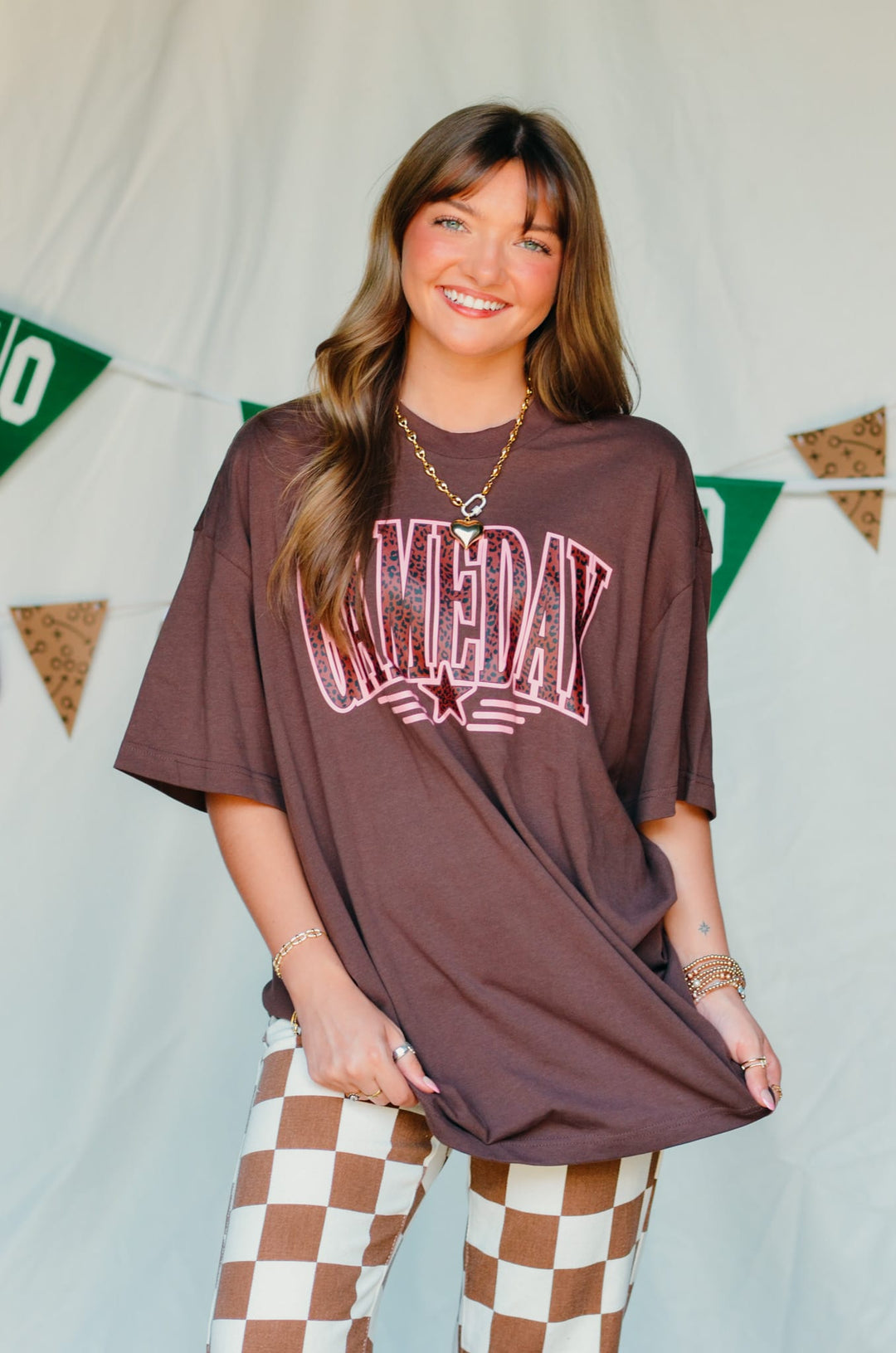 Gameday Leopard Star Mock Tee