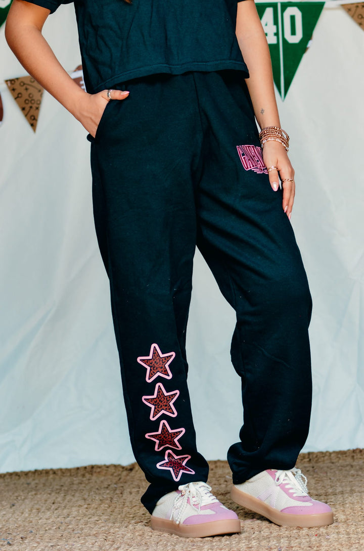 Gameday Leopard Stars Black Joggers