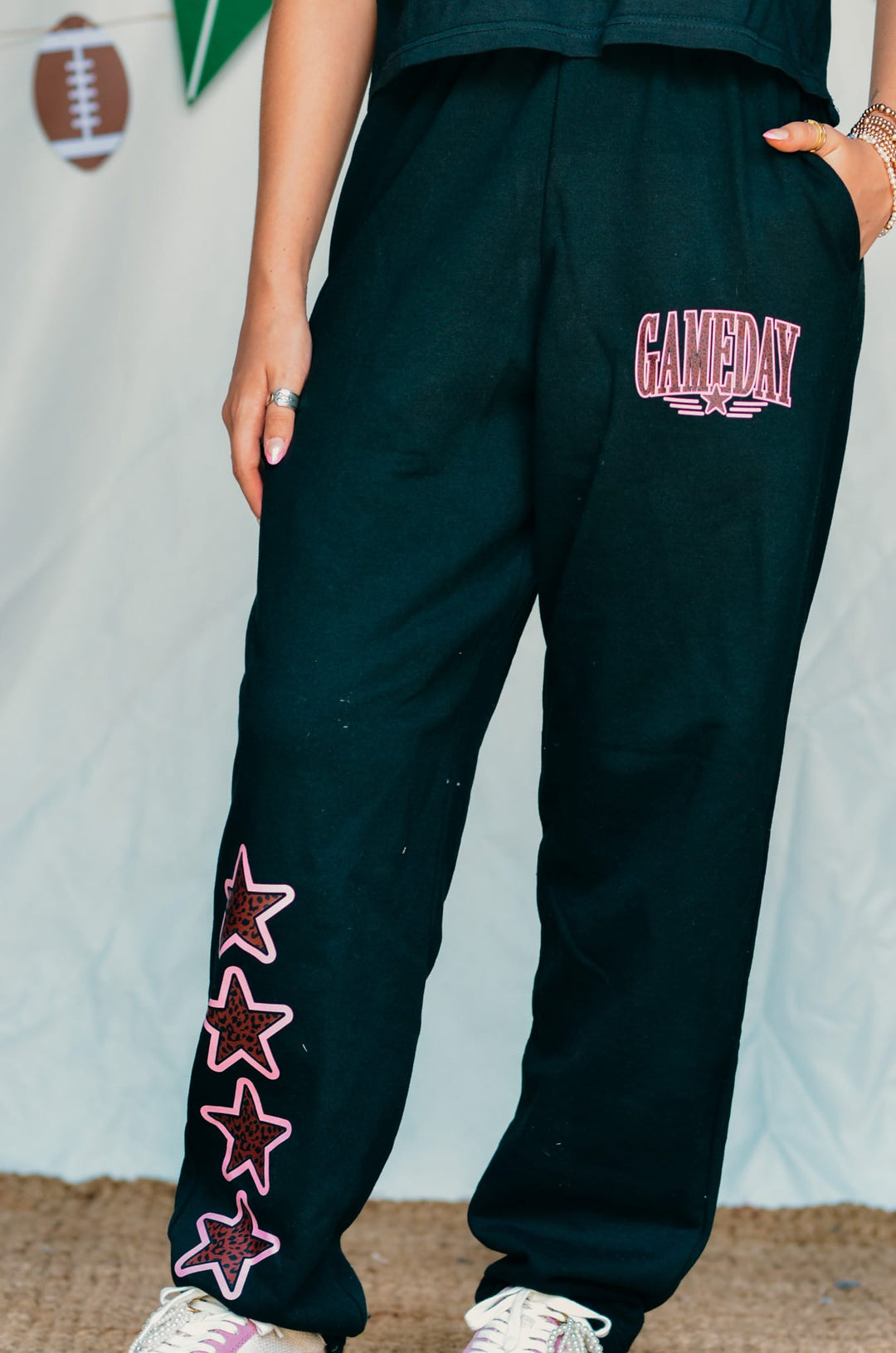 Gameday Leopard Stars Black Joggers