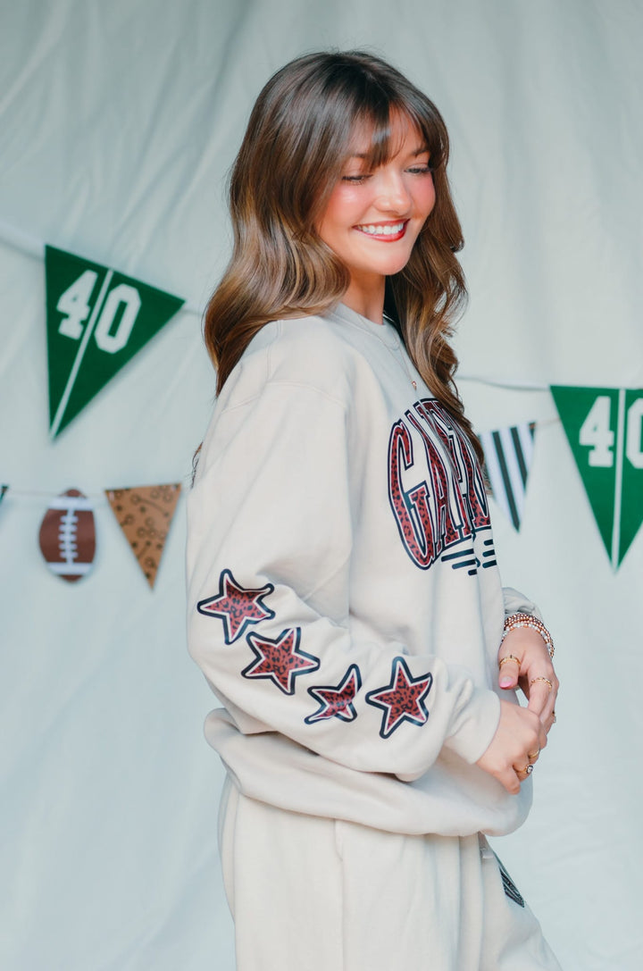 Gameday Leopard Stars Tan Sweatshirt