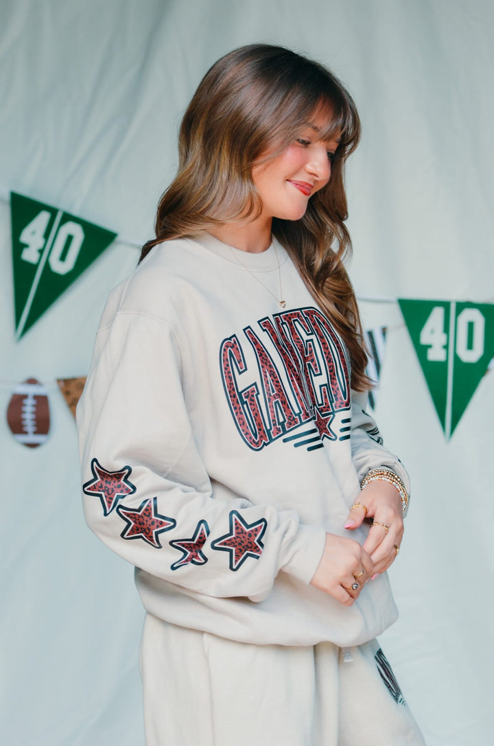 Gameday Leopard Stars Tan Sweatshirt