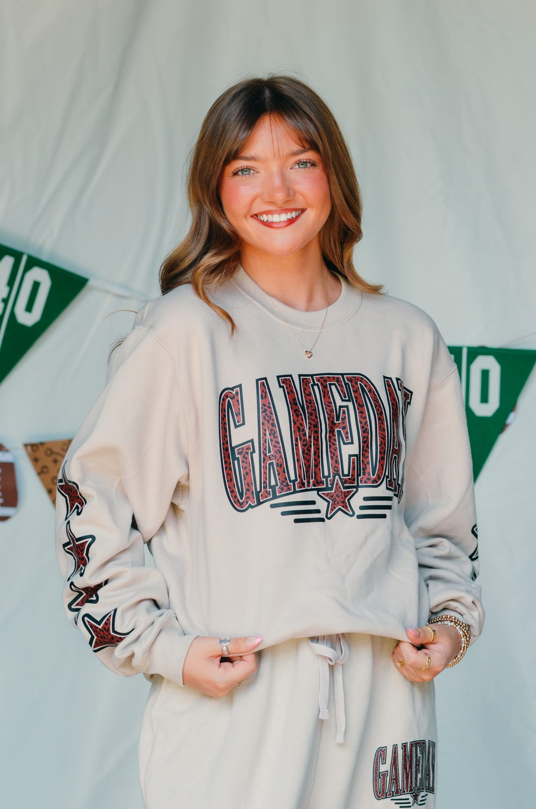 Gameday Leopard Stars Tan Sweatshirt
