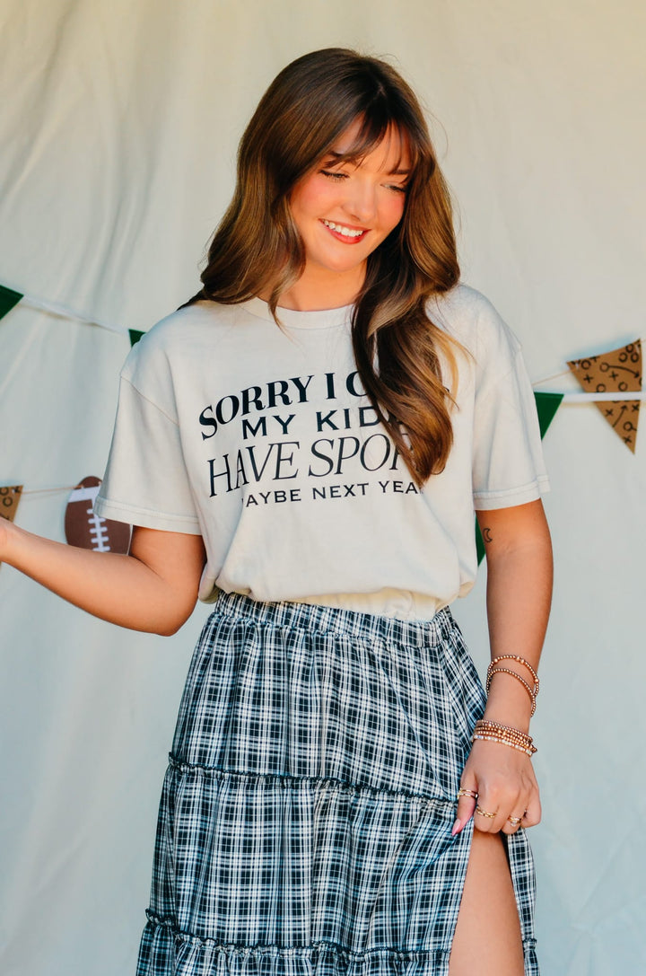 Sorry Kids Have Sports Silver Crop Tee