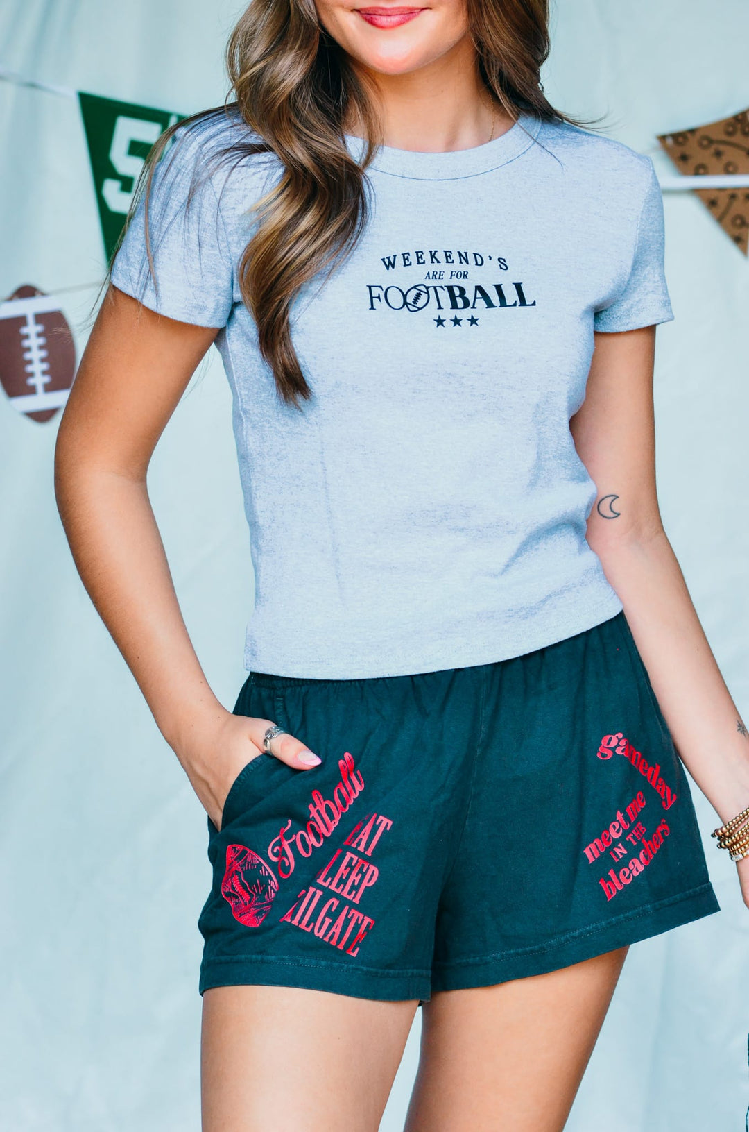Weekends are for Football Ribbed Baby Crop