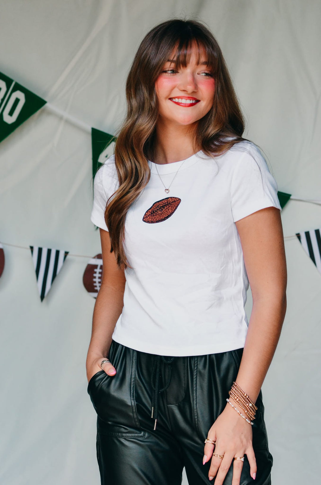 Leopard Football Ribbed Baby Crop