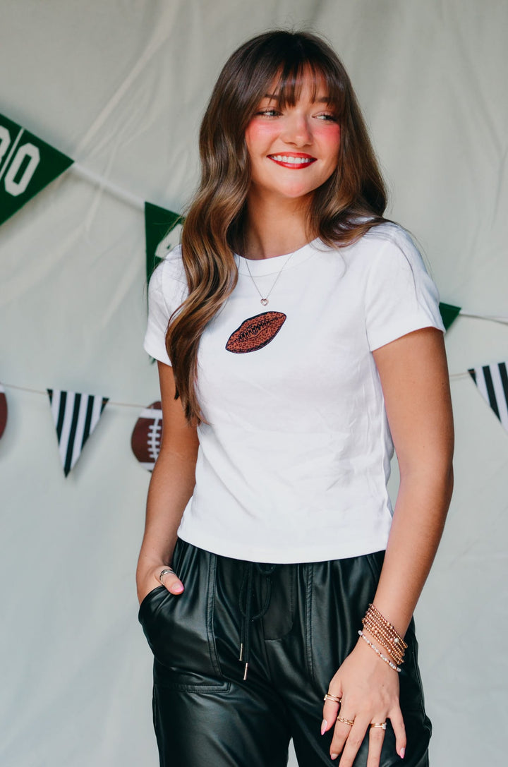 Leopard Football Ribbed Baby Crop