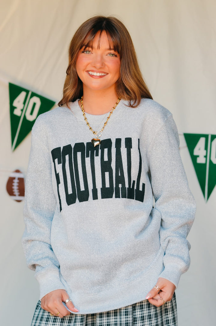 Football Silver Knit Sweatshirt