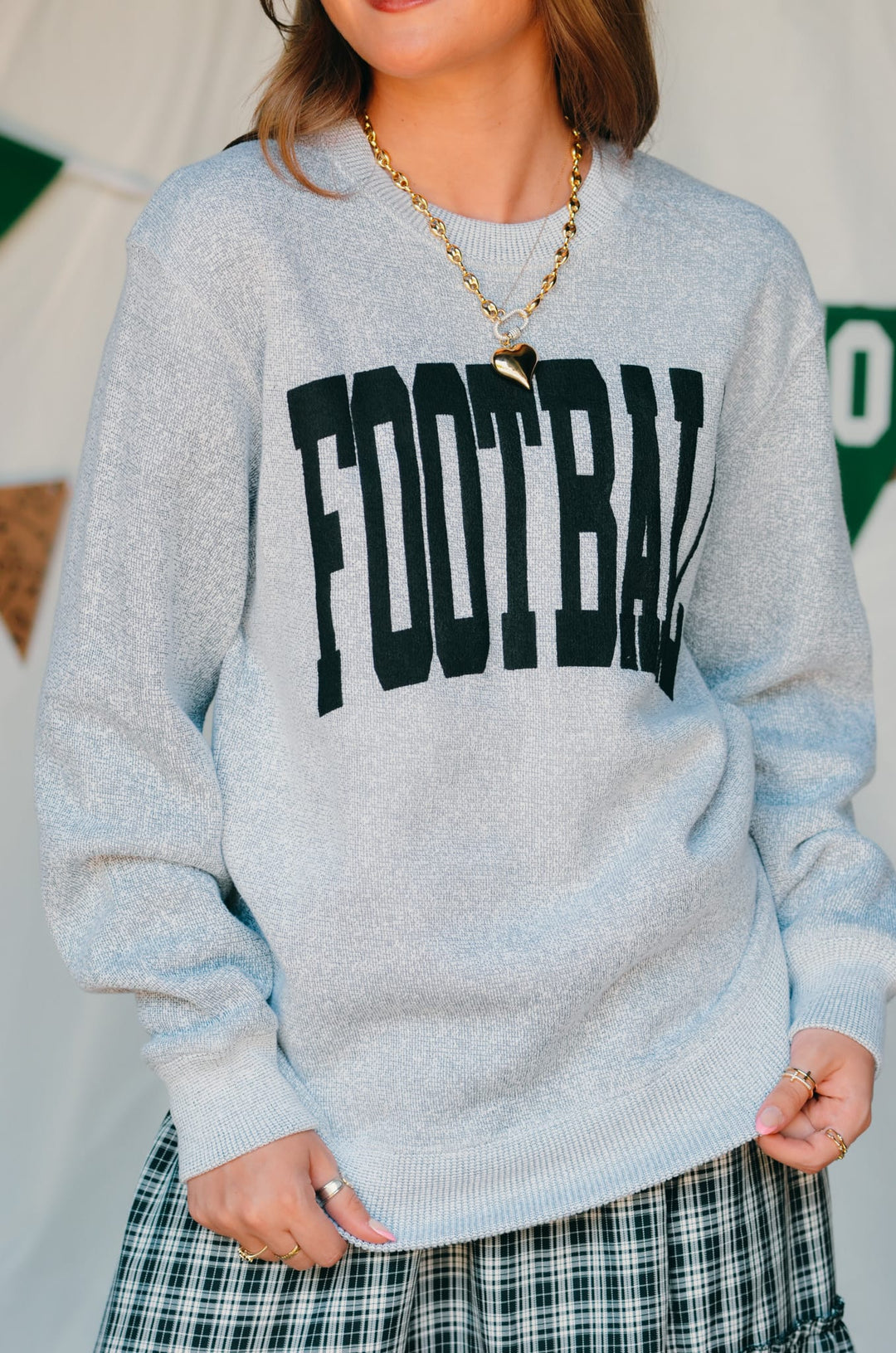 Football Silver Knit Sweatshirt
