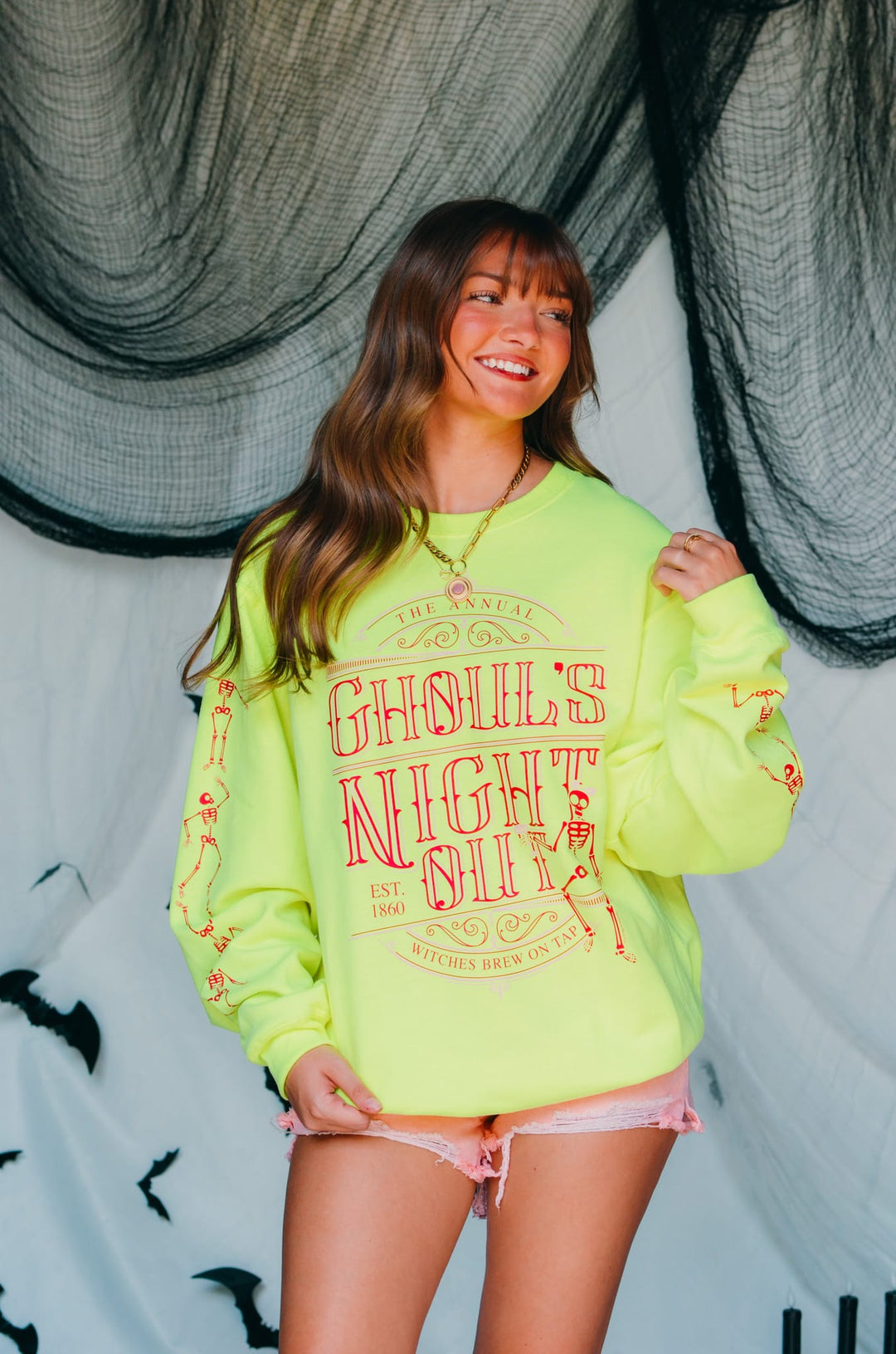 Ghouls Night Out Neon Yellow Sweatshirt