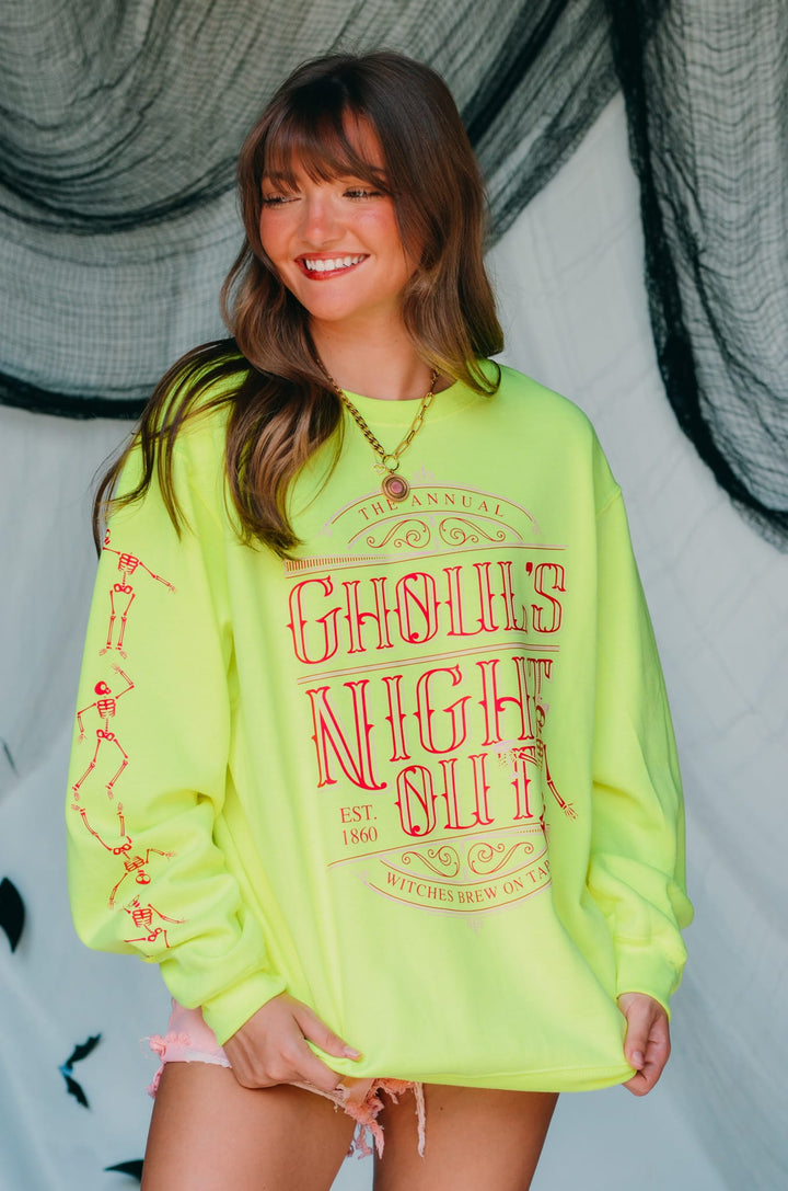 Ghouls Night Out Neon Yellow Sweatshirt