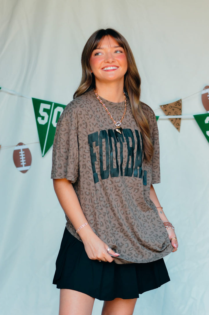 Football Brown Leopard Tee