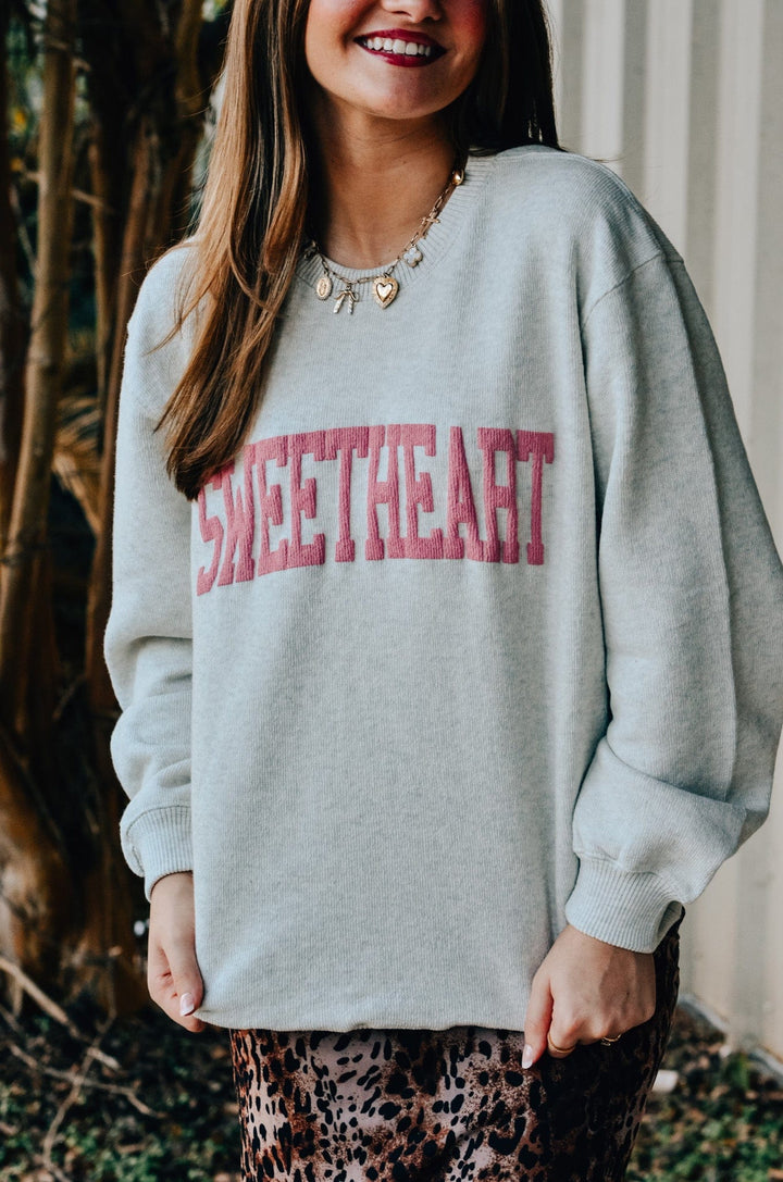 Sweetheart Heather Oatmeal Knit Sweatshirt
