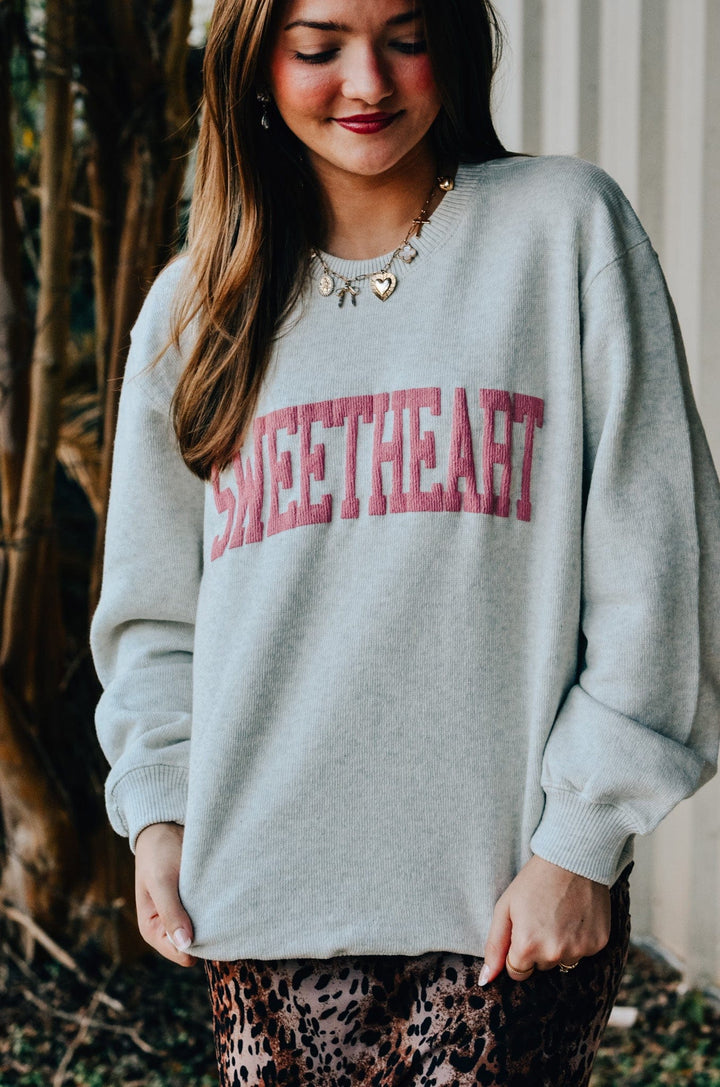 Sweetheart Heather Oatmeal Knit Sweatshirt