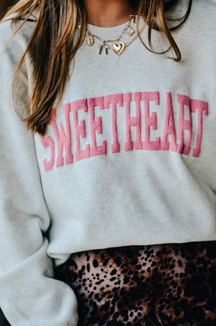 Sweetheart Heather Oatmeal Knit Sweatshirt