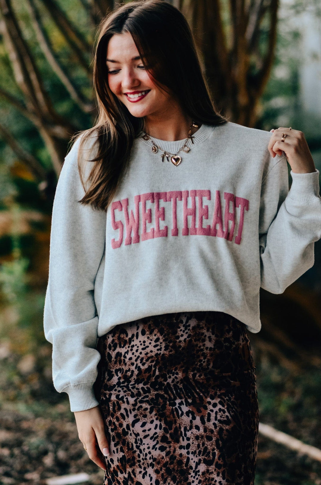 Sweetheart Heather Oatmeal Knit Sweatshirt