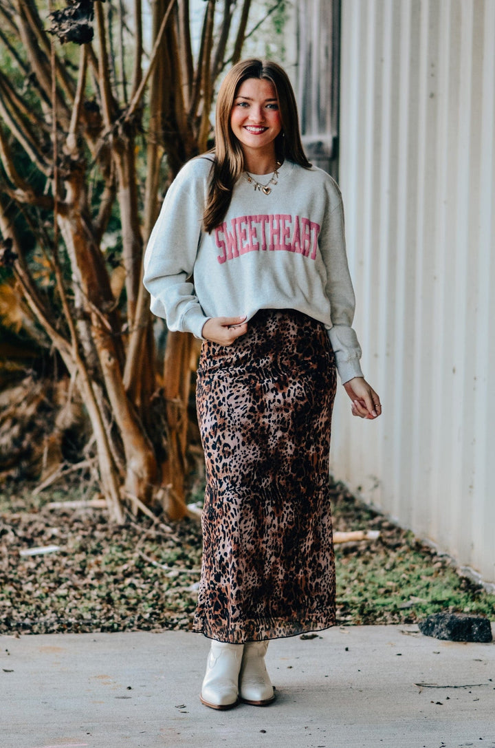 Sweetheart Heather Oatmeal Knit Sweatshirt