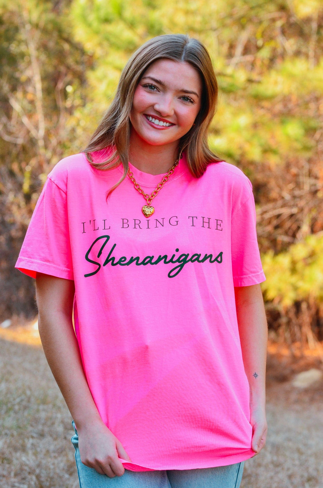 Bring The Shenanigans Neon Pink Tee