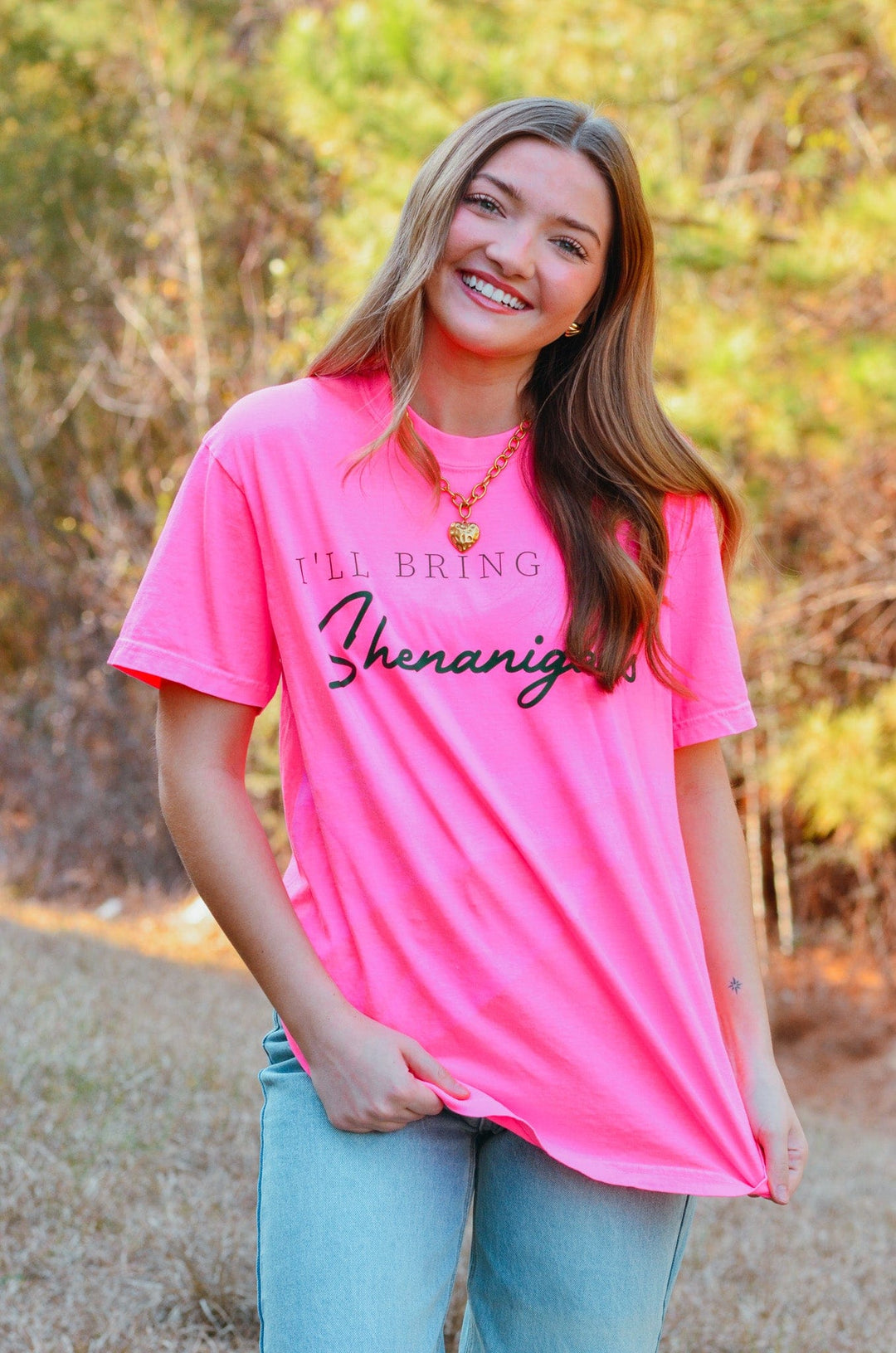 Bring The Shenanigans Neon Pink Tee
