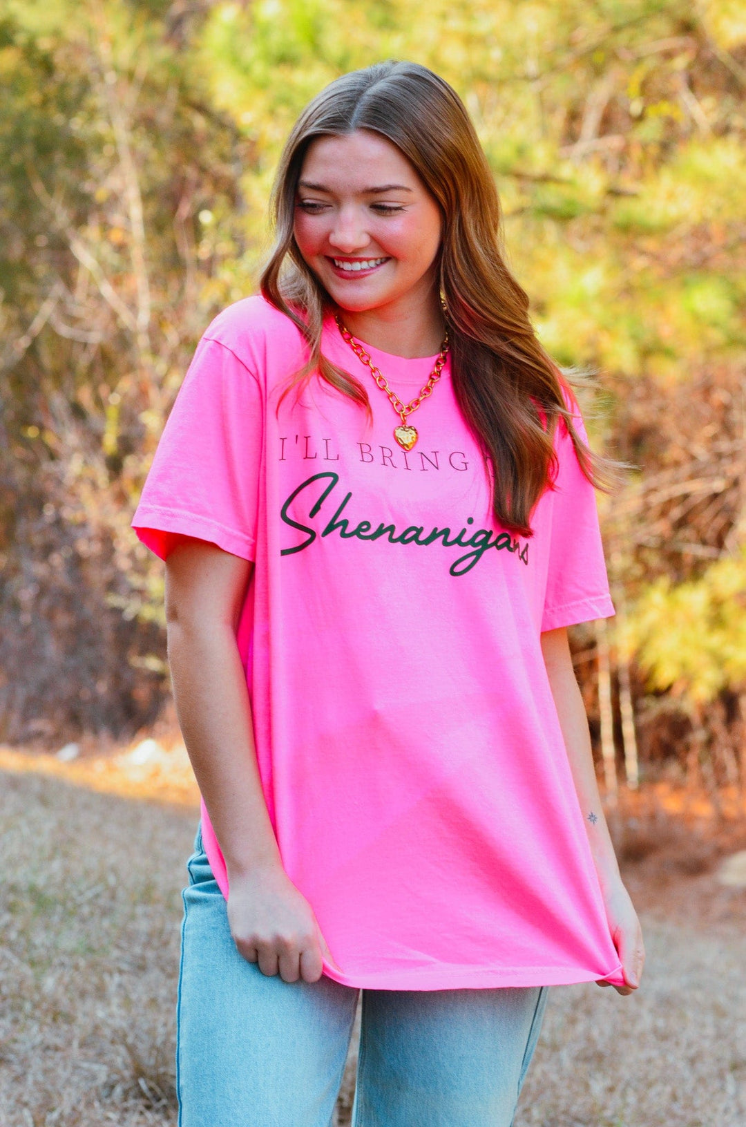 Bring The Shenanigans Neon Pink Tee