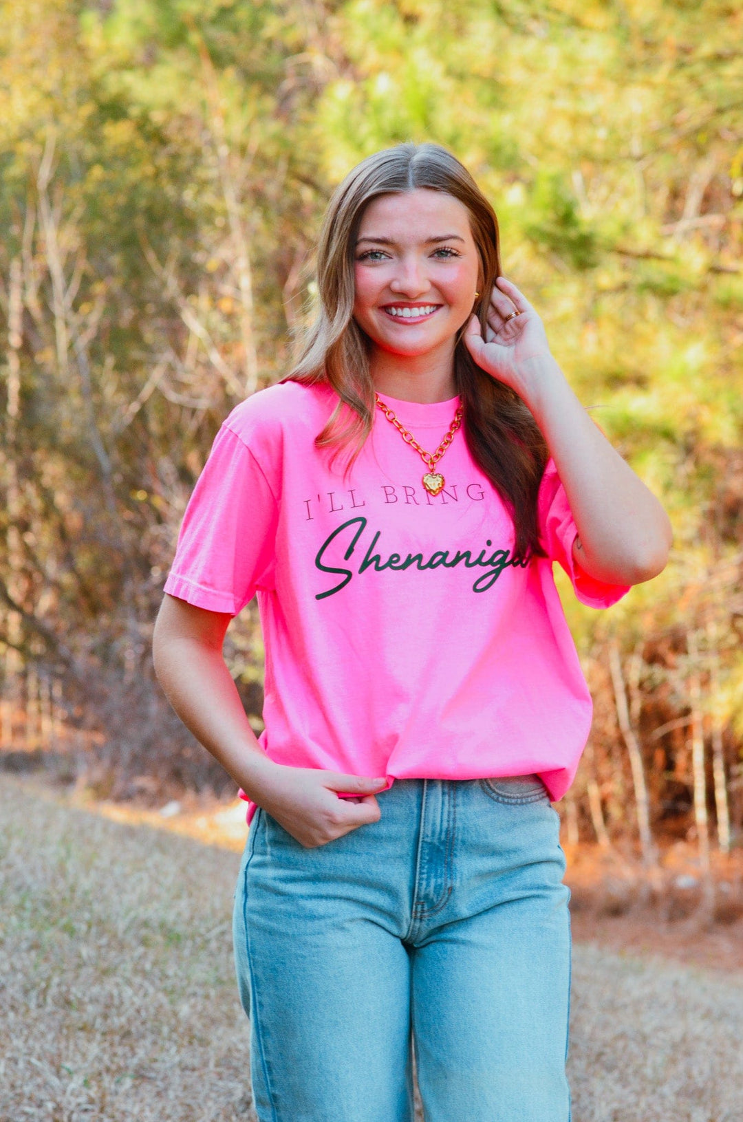 Bring The Shenanigans Neon Pink Tee