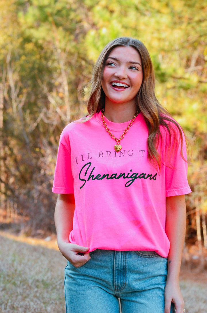 Bring The Shenanigans Neon Pink Tee