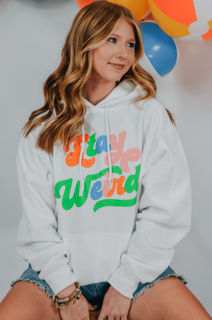 Stay Weird White Hoodie