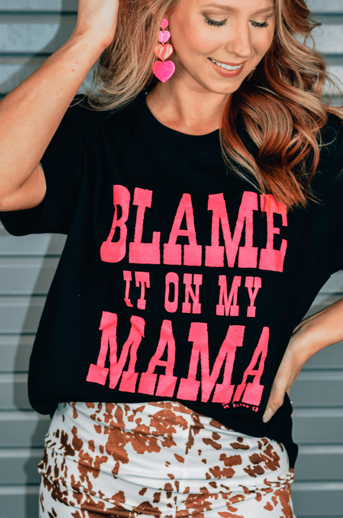 Blame It On My Mama Black Solid Tee