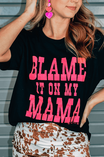 Blame It On My Mama Black Solid Tee