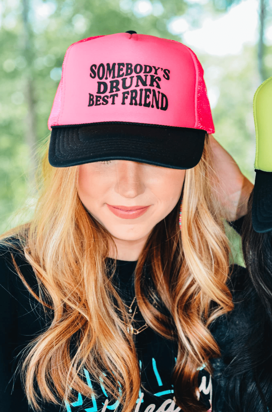 Drunk Best Friend Trucker Pink/Black