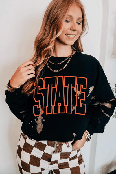 STATE Black Puff Bomba Sweatshirt (Orange Ink)