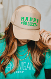 Happy Go Lucky Tan Trucker Hat
