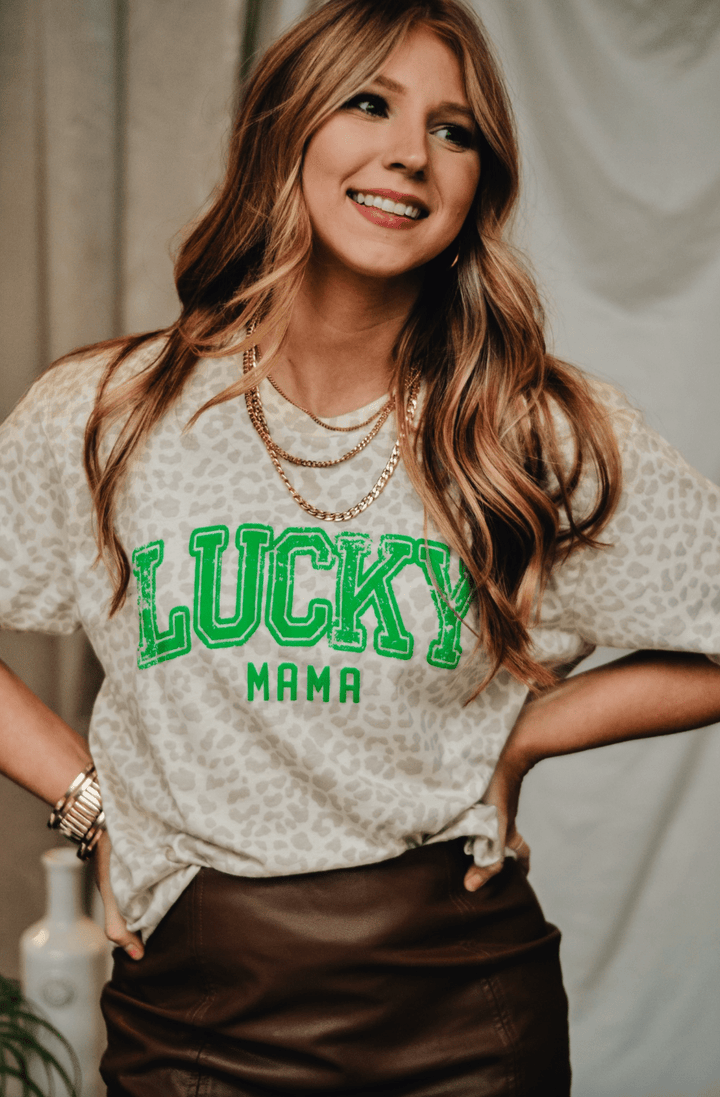 Lucky Mama Leopard Print Tee