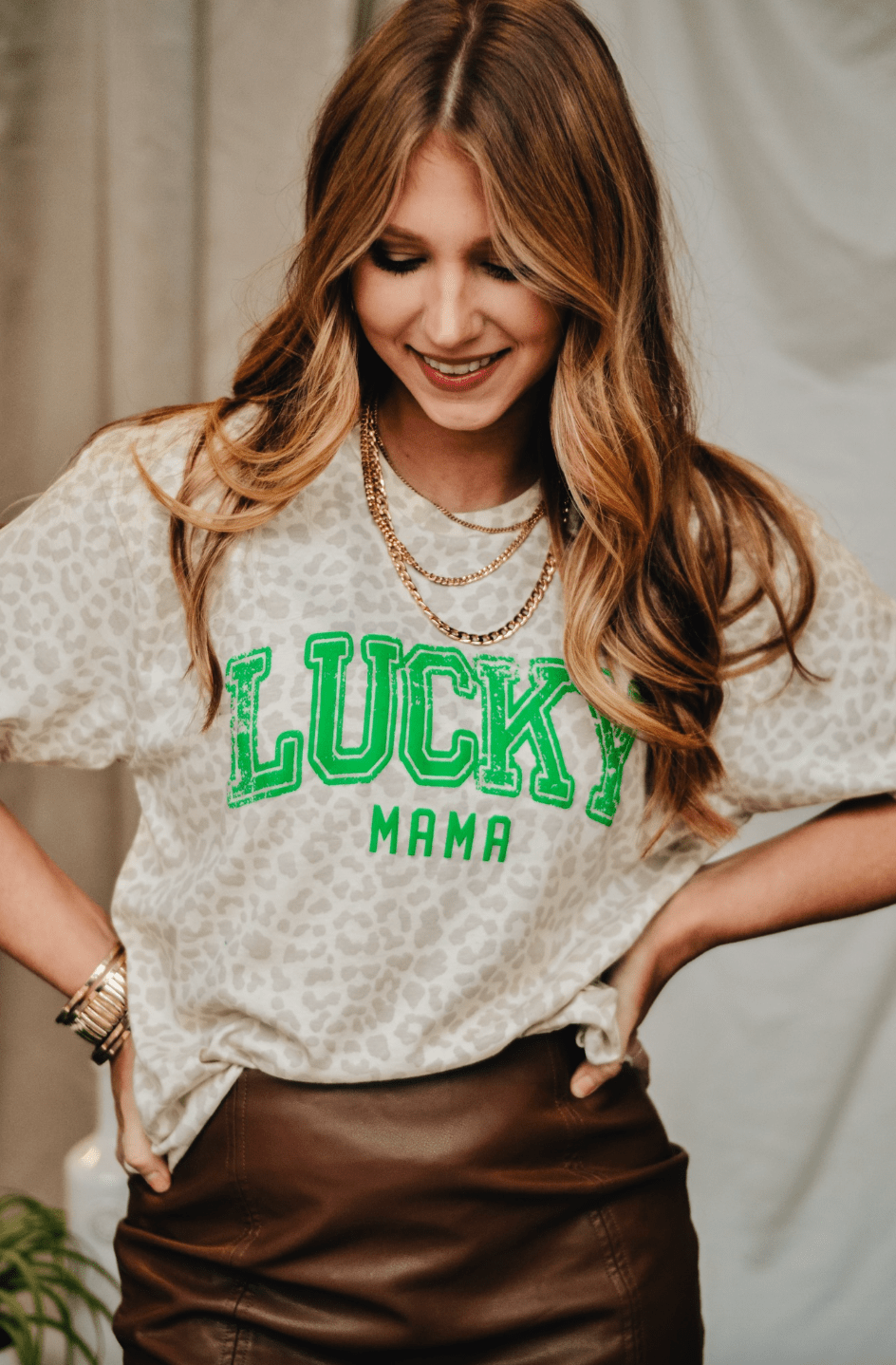 Lucky Mama Leopard Print Tee