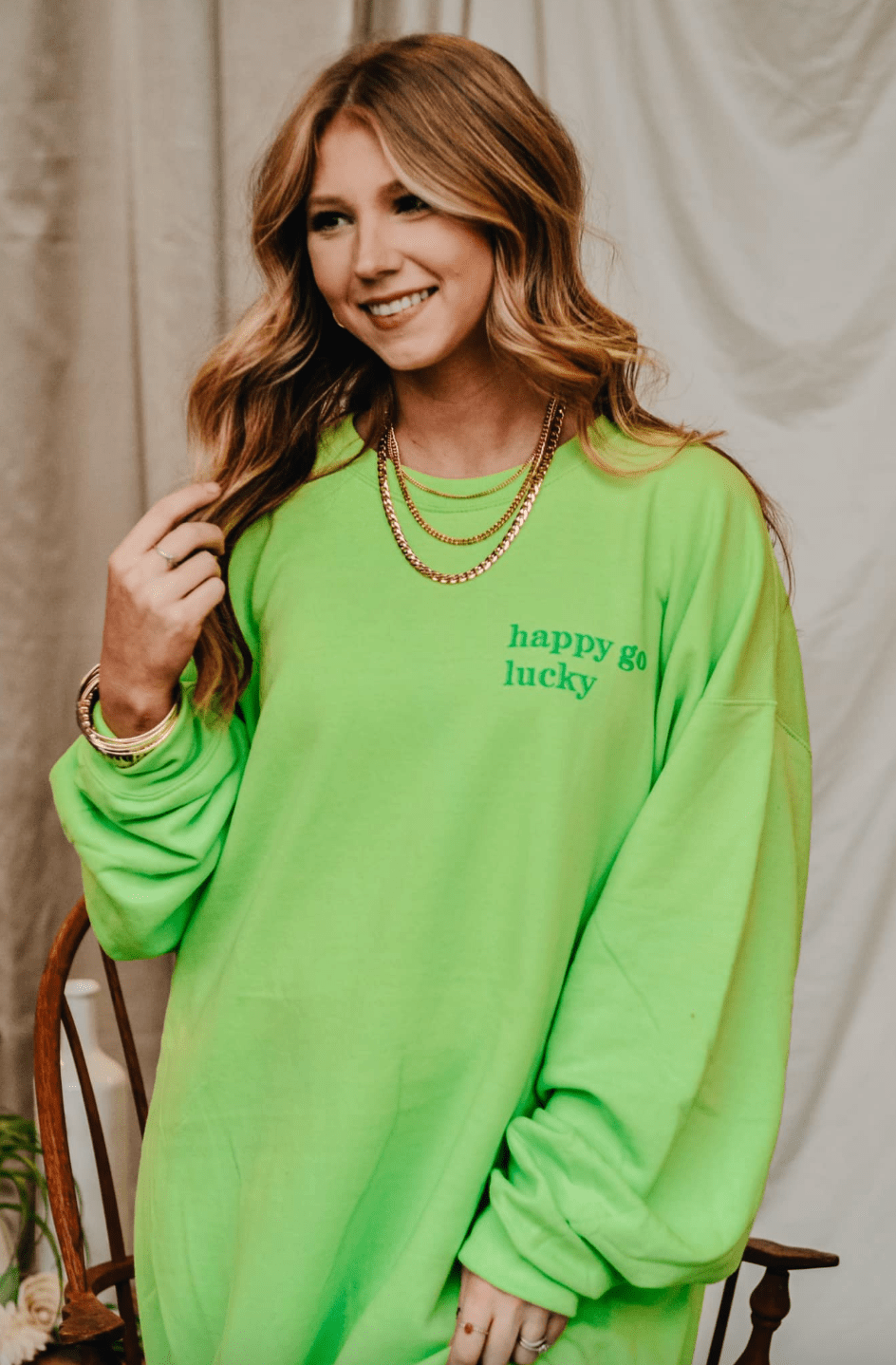 Happy Go Lucky Glitter Sweatshirt