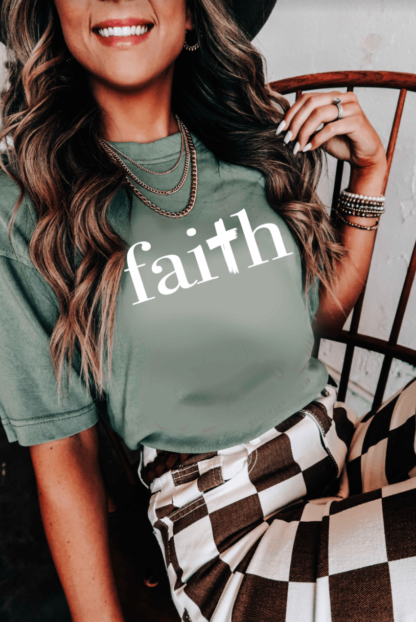 Faith Olive Mock Neck Tee