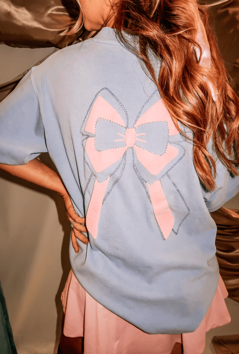 Preppy Bow Lavender Mock Neck Tee