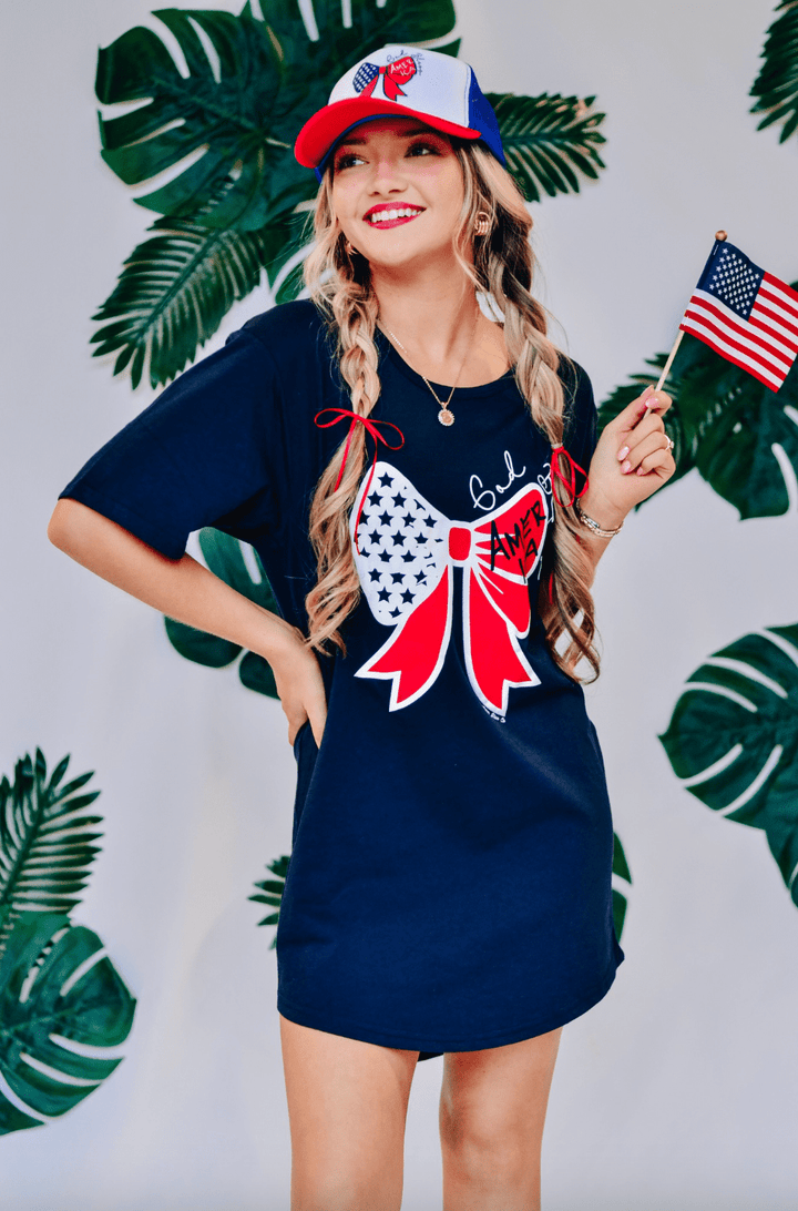 God Bless America Bow T-Shirt Dress