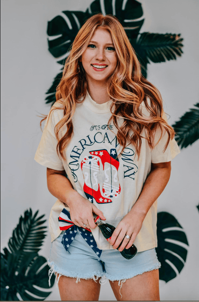 It's The American Way Ivory High-Low Tee