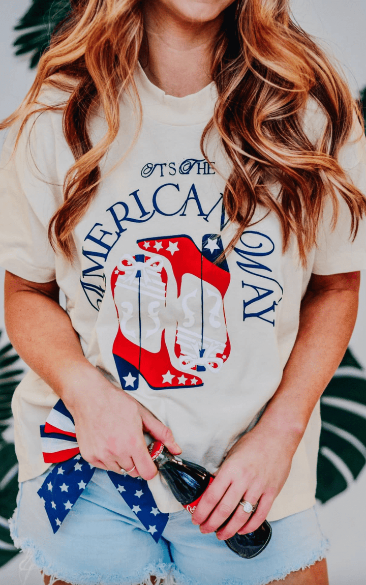 Its The American Way Ivory High Low Tee