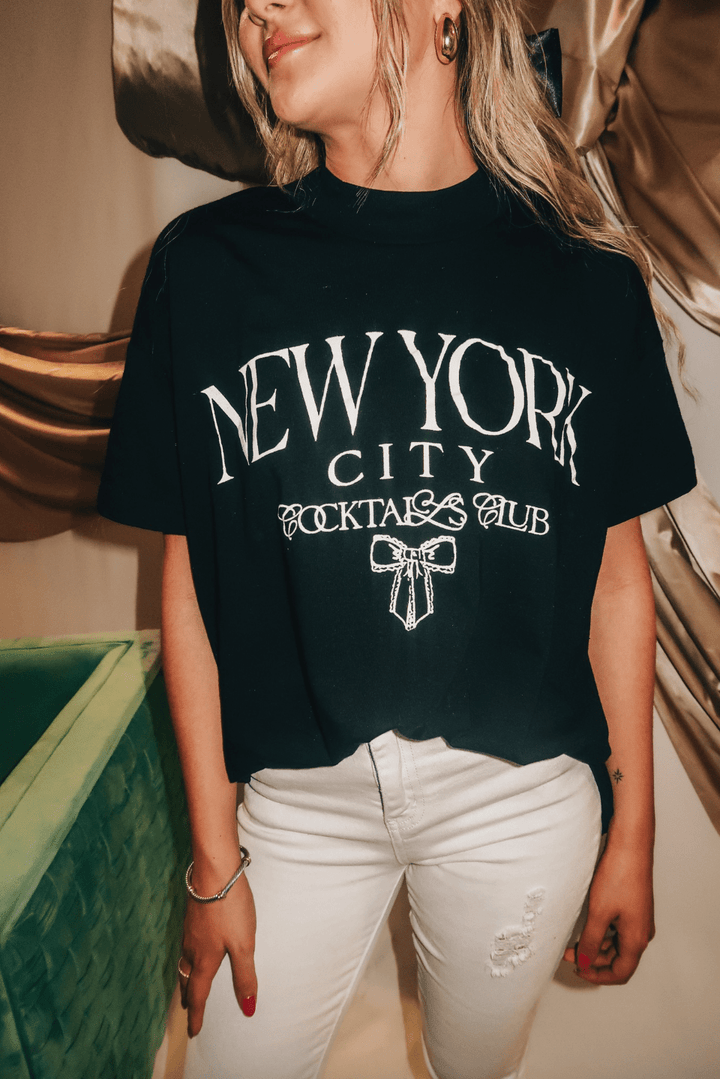 NYC Cocktail Club High Low Black Tee