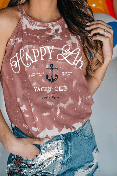 Happy Life Yacht Club Bleached Tank