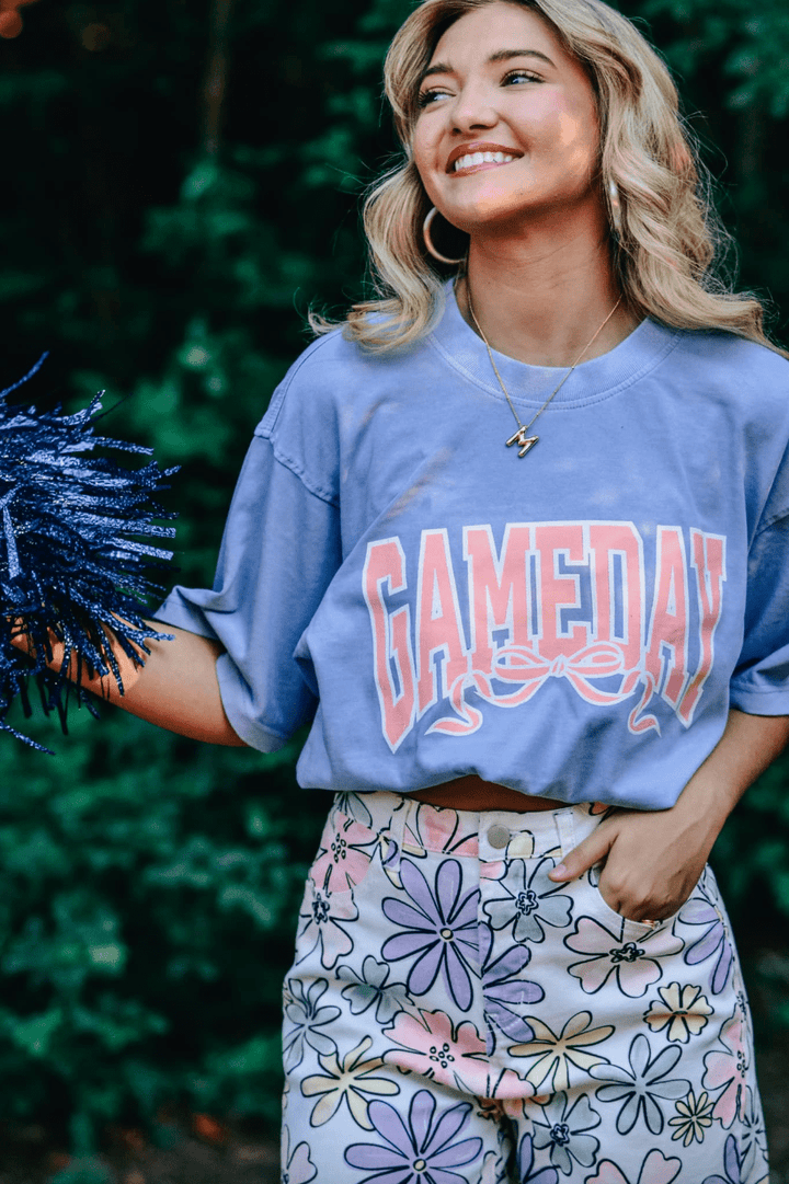 Preppy Gameday Bow Mock Tee