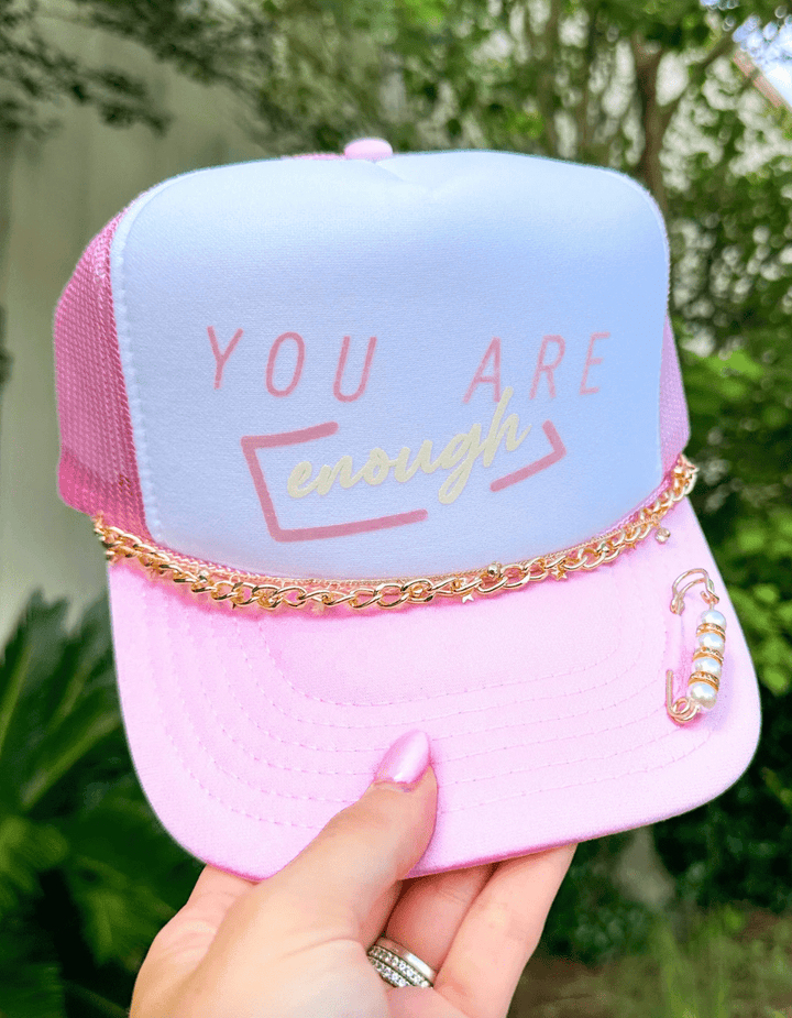 You Are Enough White/Lt Pink Trucker Hat