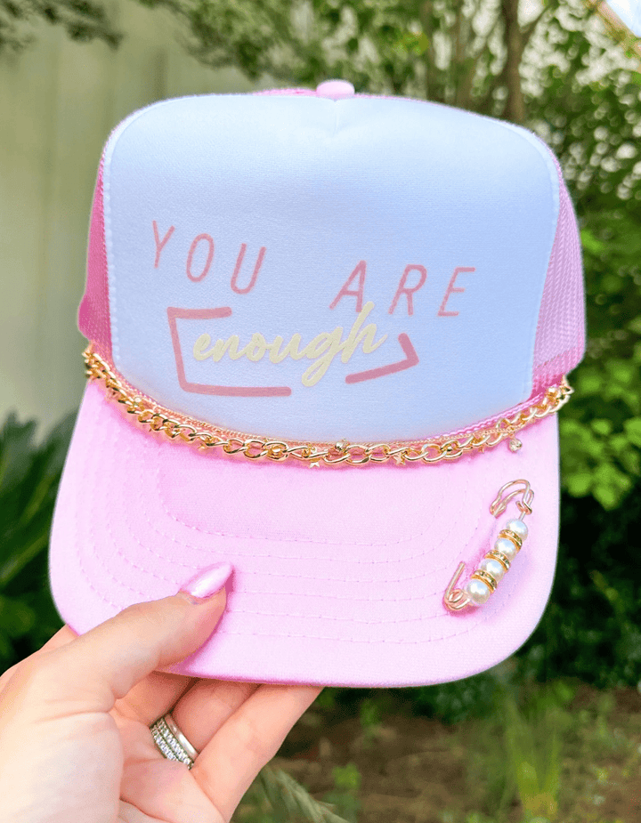 You Are Enough White/Lt Pink Trucker Hat