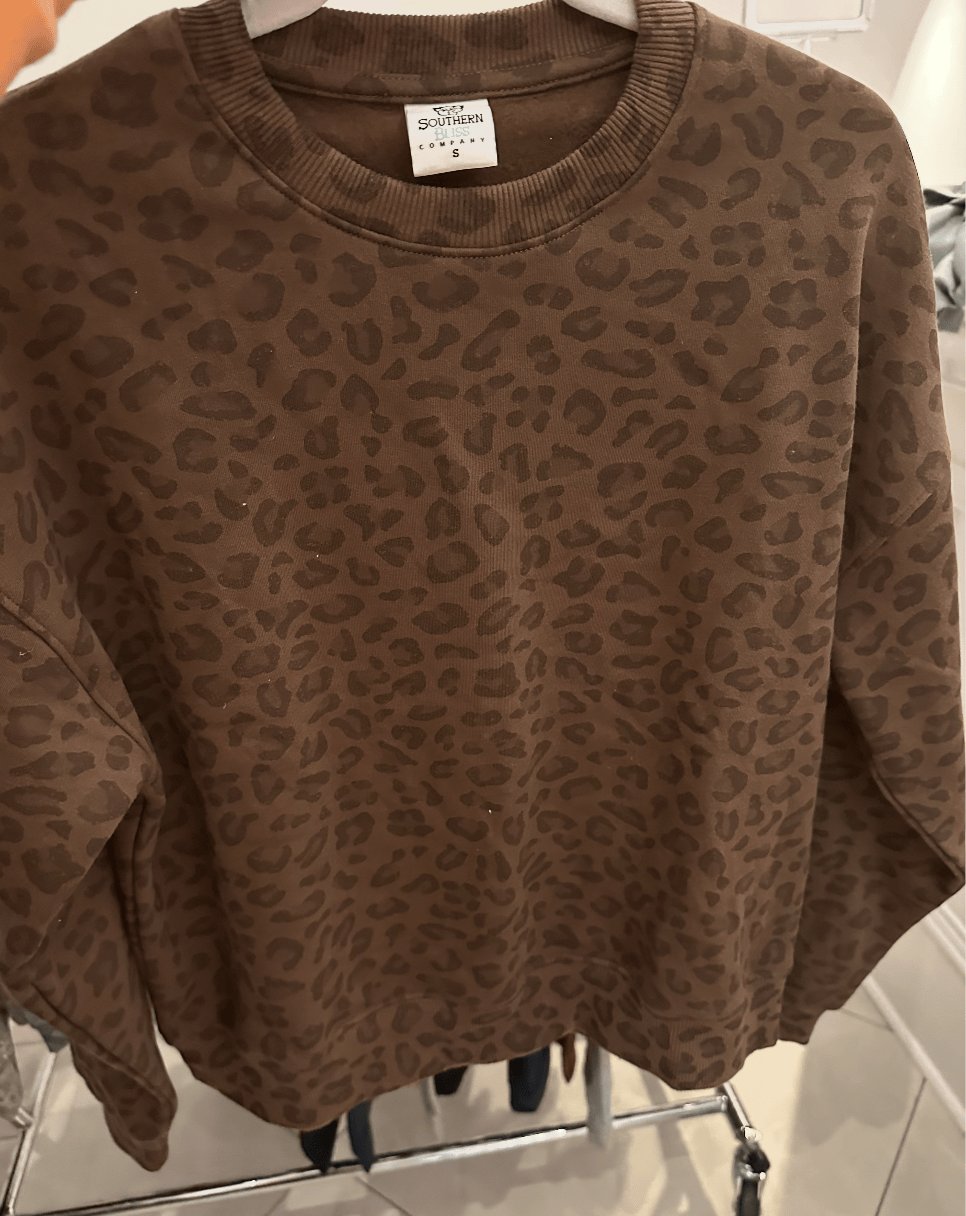 PREBOOK: Brown Leopard Crew Sweatshirt