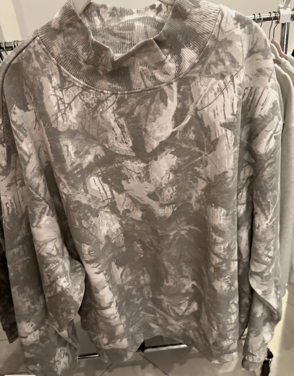 PREBOOK: White Wash Camo Mock Sweatshirt