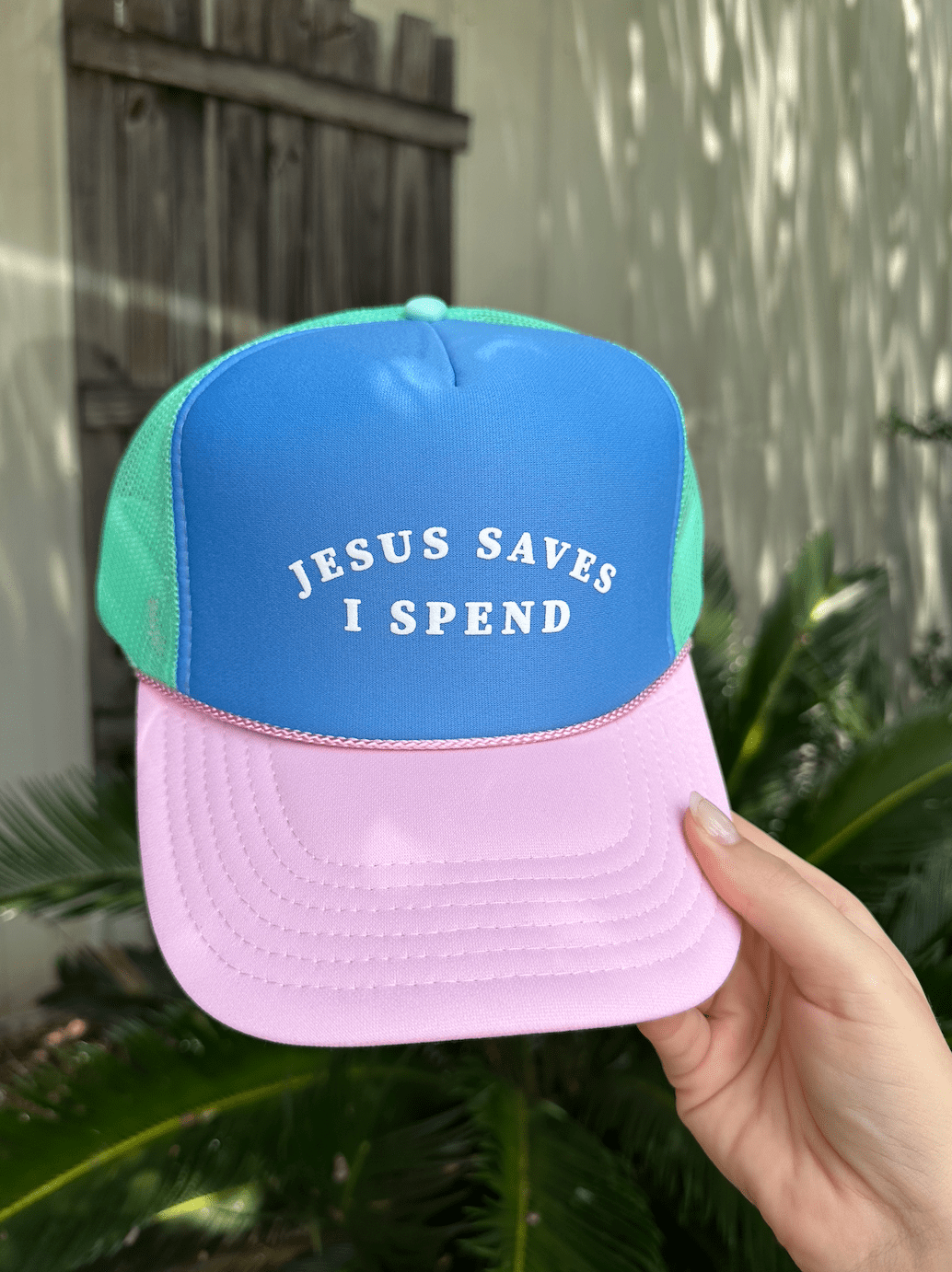 Jesus Saves Multi Trucker Hat (Carolina Blue)