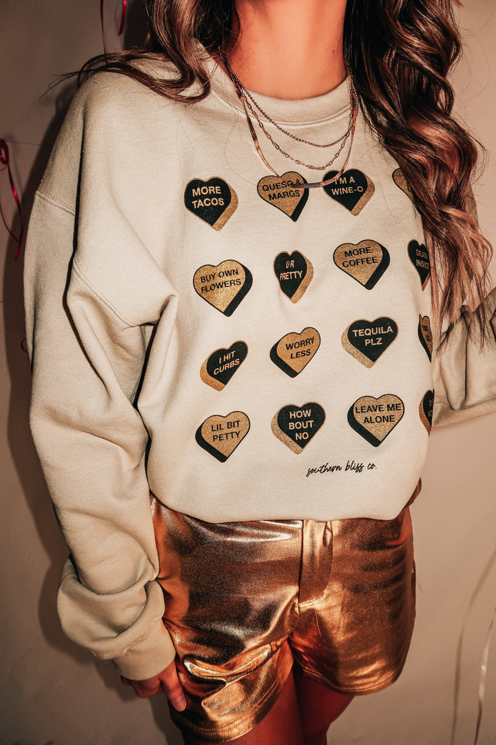 Glitter Candy Hearts Sweatshirt