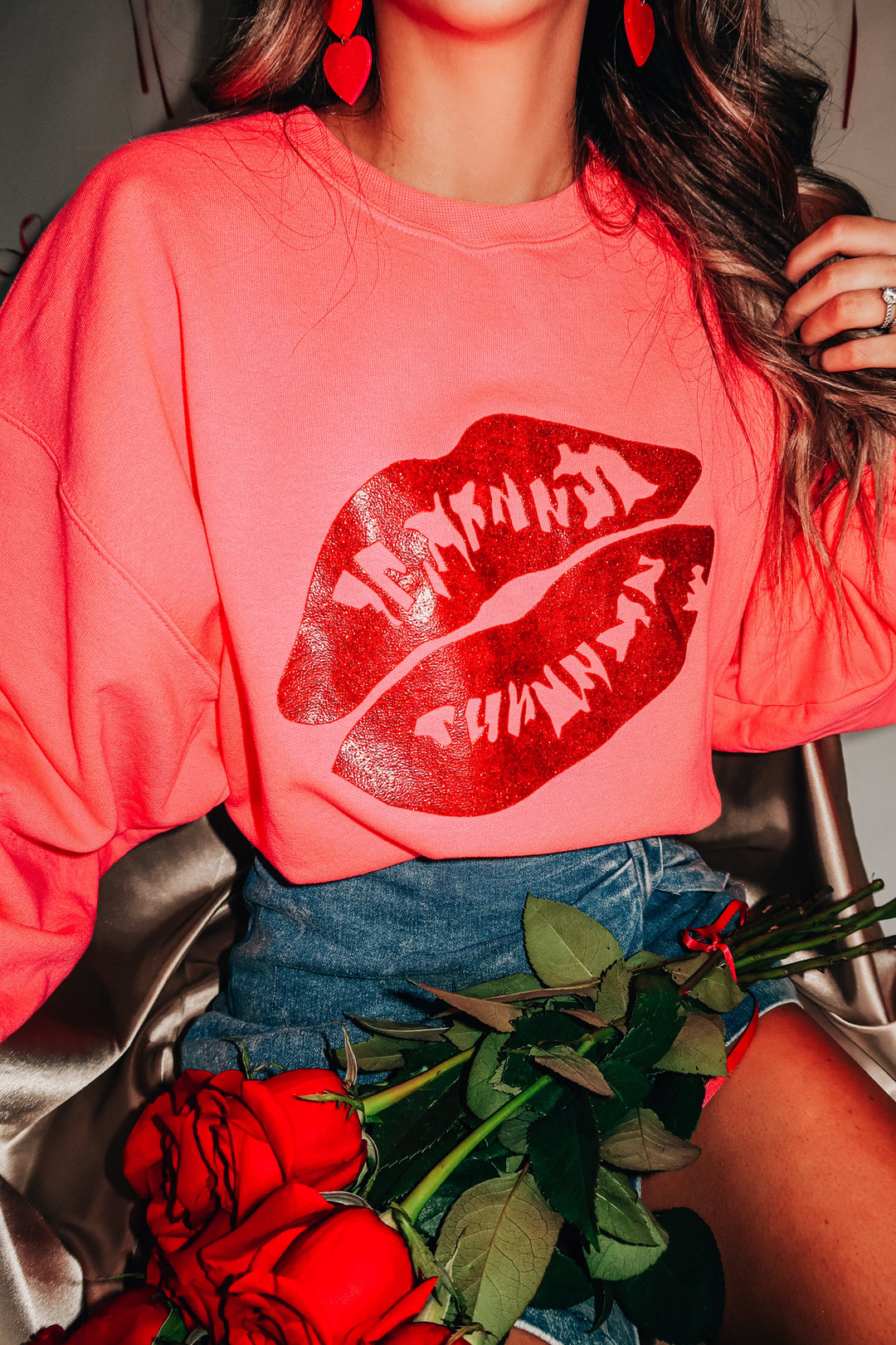 Red Glitter Lips Sweatshirt