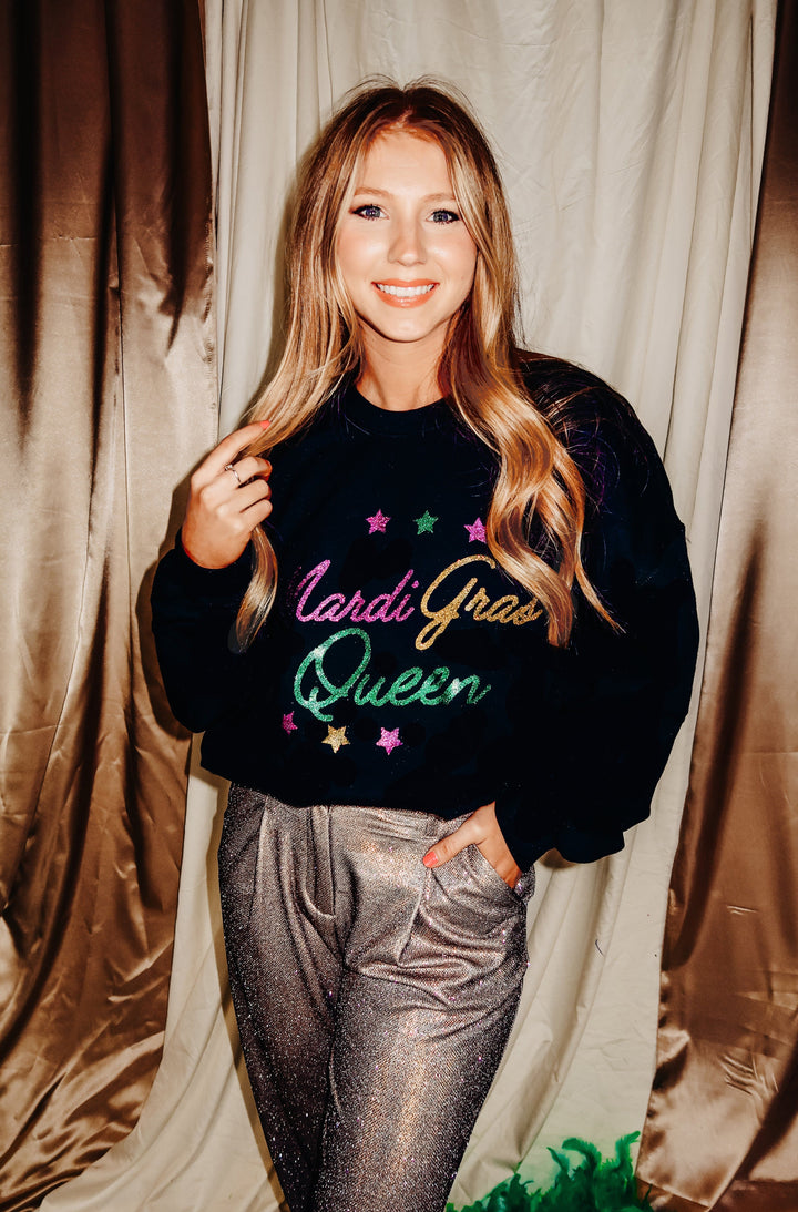 Mardi Gras Queen Black Sweatshirt